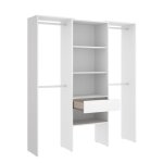 Armoire dressing en bois mlamin avec 1 colonne et penderies coloris blanc - longueur 160 x profondeur ...
