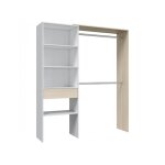 Armoire dressing avec �tag�re de rangement + 2 penderies + 1 tiroir coloris blanc / ch�ne - longueur ...