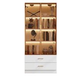 Armoire avec éclairage led vitrine avec portes en verre armoire de salle de bains avec 2 tiroirs75 x ... Armoire avec éclairage led vitrine avec portes en verre armoire de salle de bains avec 2 tiroirs75 x ...