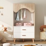 Armoire pour enfants armoire avec baguette avec tiroirs armoire ouverte poign�es en bois complet en plaque ...