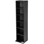 Armoire etagere cd / dvd colonne tour bibliotheque meuble de rangement pour 100 cds mdf noir