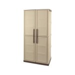 Armoire dextrieur daldegan - dmora - en pvc - beige marron 70x39h165 cm