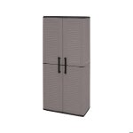 Armoire dextrieur dambrosin - dmora - en pvc - gris noir 68x37h163 cm