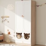 Armoire enfant - merax - armoire avec niche animaux - niche pour chat - poign�es c�ramique - 80�50�200 ...