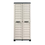 Armoire haute - deconation - 76 x 46 x h 168 cm - r�sine effet bois - 3 �tag�res r�glables - gris
