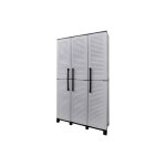 Armoire haute en polypropyl�ne ligne family �tag�res + porte - balais gris 102 x 37 x 169 cm
