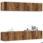 Meilleures armoire hifi suspendus meubles tv muraux 4 pcs - vieux bois - bois ding�nierie ssd21387952 ...