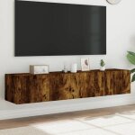 Meilleures armoire hifi suspendus meubles tv muraux et lumi�res led 2pcs - ch�ne fum� - 80x35x31cm ssd45895234 ...