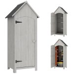 Armoire de jardin en bois - outsunny - abri de jardin armoire  outils cabane en bois toit bitum - gris ...