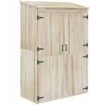 Armoire de jardin - outsunny - 2 �tag�res 2 portes magn�tiques - toit inclin� - en bois - 120 x 57 x ...