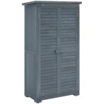Armoire de jardin - outsunny - 2 �tag�res - toit bitum� inclin� - portes persiennes - 87 x 47 x 160 cm ...