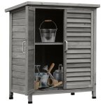 Armoire de jardin - outsunny - tagre portes persiennes toit bitum - 87l x 465l x 965h cm - gris