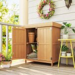 Armoire de jardin sur pied double porte �tag�re et toit bitum� relevable dim. 74l x 43l x 88h cm bois ...