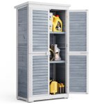 Armoire de jarin - bealife - 3 etag�res - 2 portes - toit pente bitum� anti - pluie - rangement ext�rieur ...