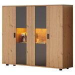 Armoire latérale de salon meuble dappoint avec cloisons réglables buffet noir + couleur bois et 4 portes ... Armoire latérale de salon meuble dappoint avec cloisons réglables buffet noir + couleur bois et 4 portes ...