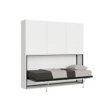Armoire lit escamotable - kando - modèle d - 1 couchage - frêne blanc - design contemporain Armoire lit escamotable - kando - modèle d - 1 couchage - frêne blanc - design contemporain
