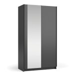 Armoire lysia 100 cm noir mat ? 2 portes coulissantes avec miroir