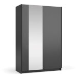 Armoire lysia 120 cm noir mat ? 2 portes coulissantes avec miroir
