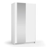 Armoire lysia 2 portes coulissantes avec miroir ? 100 x 182 x 55 cm ? coloris blanc