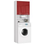 Armoire pour machine  laver 64x30x180cm - meuble sdb - meuble de rangement buanderie 2 portes et 4 tagres ...
