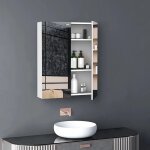 Armoire miroir bois - fermeture porte tampon - mdf rangement salle de bain