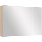 Armoire miroir murale polyvalente meuble pour salle de bain style contemporain 3 portes 3 �tag�res beige ...