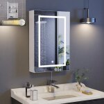 Armoire miroir salle de bain 50x70cm en mdf avec led rglable tagres ajustables et charnires inox