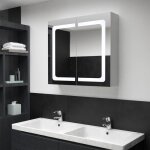 Armoire  miroir de salle de bain avec led - meuble de rangement suspendue 80x122x68 cm 653797