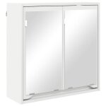 Armoire miroir de salle de bain - vidaxl - blanc - 60x20x60 cm - bois ding�nierie - grand espace de stockage ...