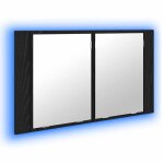 Armoire miroir de salle de bain - vidaxl - ch�ne noir - 80x12x45 cm - �clairage led - rangement mural ...