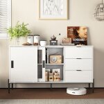 Armoire moderne avec porte coulissante en verre et 3 tiroirs table de console pour lentr�e armoire buffet ...