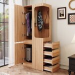 Armoire - modernluxe - 70x40x170cm - 3 tiroirs - 2 portes - naturel