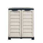 Armoire modulaire de rangement ext�rieure / int�rieure - 76 x 46 x h 89 cm - sable et gris anthracite ...