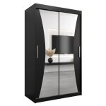 Armoire monaco 120 avec 2 portes coulissantes et miroir - corps noir mat - 62x120x200cm - abiksmeble