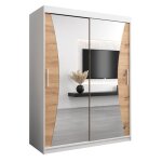 Armoire monaco 150 avec 2 portes coulissantes et miroir - corps blanc mat façade chêne artisan - 62x150x200cm ... Armoire monaco 150 avec 2 portes coulissantes et miroir - corps blanc mat façade chêne artisan - 62x150x200cm ...