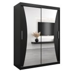 Armoire monaco 150 avec 2 portes coulissantes et miroir - corps noir mat - 62x150x200cm - abiksmeble Armoire monaco 150 avec 2 portes coulissantes et miroir - corps noir mat - 62x150x200cm - abiksmeble