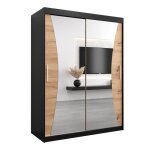 Armoire monaco 150 avec 2 portes coulissantes et miroir - corps noir mat façade chêne artisan - 62x150x200cm ... Armoire monaco 150 avec 2 portes coulissantes et miroir - corps noir mat façade chêne artisan - 62x150x200cm ...