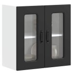Armoire murale de cuisine - vidaxl - porte en verre - noir - bois ding�nierie - 60x31x60 cm - kalmar ...