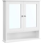 Armoire murale - meuble de salle de bain - 2 portes miroir - tagre rglable - compartiment ouvert