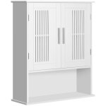 Armoire murale meuble salle de bain - kleankin - tagre rglable double porte et tagre ouverte - 60 ...