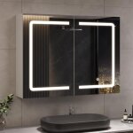 Armoire murale de salle de bain avec led miroir meuble salle de bain rangement avec 2 portes �tag�re ...