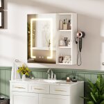 Armoire murale salle de bain - avec miroir - compartiments r�glables - led r�glable - s�che - cheveux ...