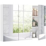 Armoire murale salle de bain avec miroir - homcom - 3 portes miroir étagères réglables - mdf et verre ... Armoire murale salle de bain avec miroir - homcom - 3 portes miroir étagères réglables - mdf et verre ...