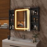 Armoire murale salle de bain avec miroir led r�glable 6 �tag�res anti - bu�e meuble de salle de bain ...