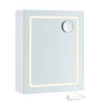 Armoire murale salle de bain - vasagle - led - anti - bu�e - miroir grossissant - blanc - 50x165x60 cm ...
