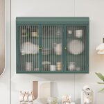 Armoires murales en verre � 3 portes cintr�es pour cuisine salon et salle de bain (vert fonc�) vert fonc� ...
