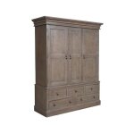 Armoire penderie 3 portes 5 tiroirs - bois - marron - interiors