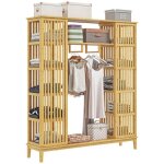 Armoire penderie en bambou - homcom - 2 portes coulissantes - tagres et tringle - pour la chambre - ...