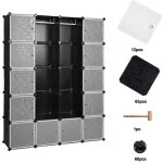 Armoire penderie modulable hengda 20 cubes - noir - mat - rangement v�tements chaussures