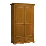 Armoire penderie pin miel 2 portes 2 tiroirs 6 niches l 114. 5 h 195 p 54 cm - l 114. 5 x l 54 x h 195 ...